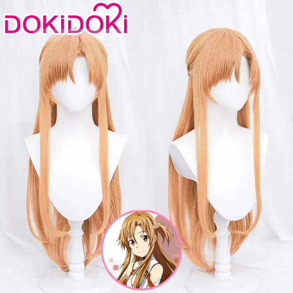 DokiDoki Anime Sword Art Online Cosplay Yuuki Asuna Wig Long Straight Gold Brown SAO