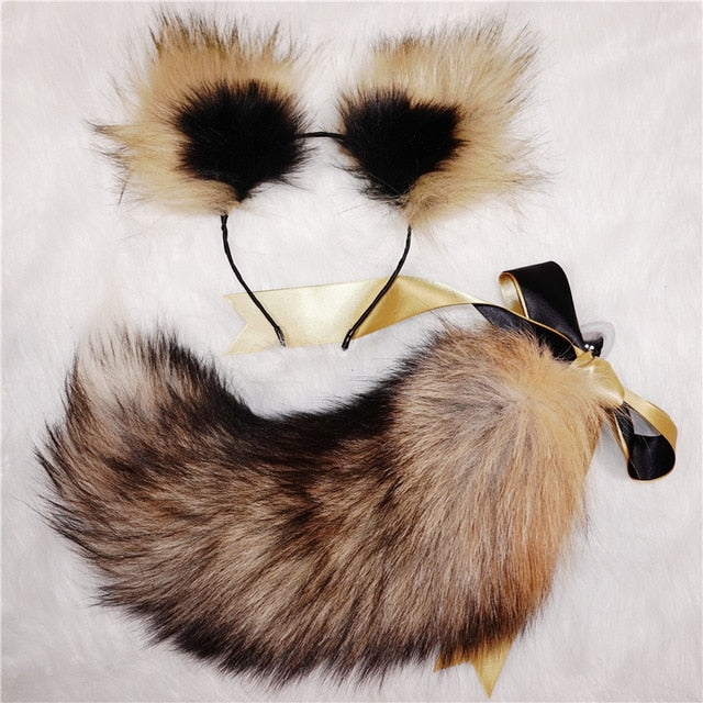 Luxury Realistic Fox Tail Plug - Bear Plug + Ears Set