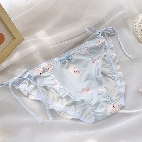 Kigurumi Bear Lace Up Panties - Blue / L (waist58-68CM)