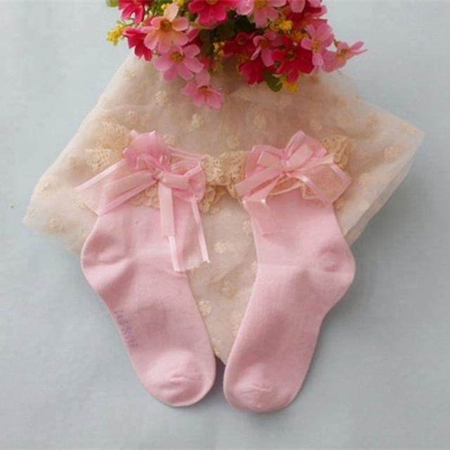 Silk & Ruffle Princess Socks - Pink