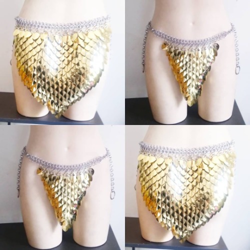 Hathor Scalemail Loin Cloth | Silver Mirror Scale / XS/S 34" - 37"