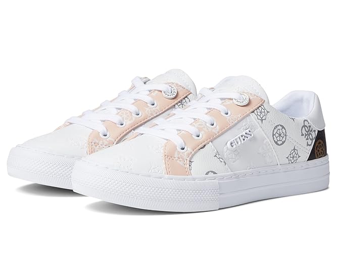 GUESS Women's Loven Sneaker - 6 - White/Pink 680