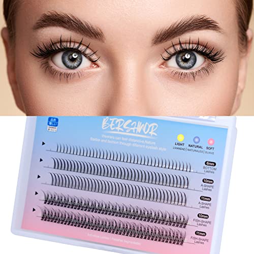 BlueSmurfs Upgraded Individual Manga Eyelashes Extensions Fluffy DIY Christmas Eye Cluster Eyelashes Natural Faux Mink False Eye Lashes Multipack of 170 Mini Individuals Fairy Lash Clusters (Include Bottom Lashes) - Lashes Extensions-001