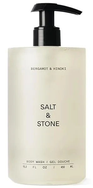 Salt & Stone Body Wash with Antioxidants for Deep Moisture | For Women & Men, Sulfate, Paraben, & Dye Free, Leaving Skin Soft and Hydrated - Bergamot & Hinoki - 15.2 fl oz