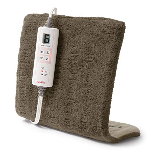 Sunbeam Premium Heating Pad with XpressHeat Technology, Standard Size, Brown - Plush Brown - Standard - Heating Pad