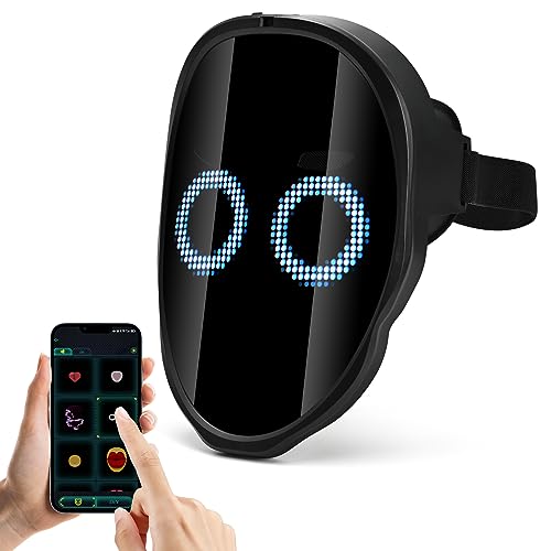 LED Mask with Bluetooth Programmable App for Birthday Gift,Led Lighted Face Transforming Mask,Boywithuke Mask for Adults Kids - Black