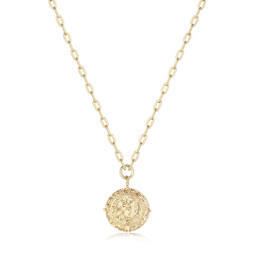 Coin Pendant Necklace - 14k Gold Plated Sterling Silver