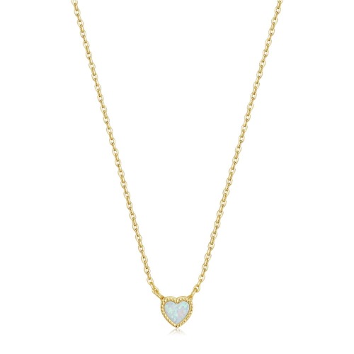 MICRO OPAL HEART PENDANT NECKLACE - 14k Gold Vermeil