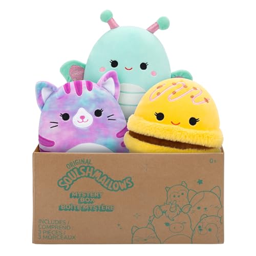 Squishmallows Official Kellytoy 8" Plush Mystery Pack - Styles Will Vary in Surprise Box That Includes Three 8" Plush - Box