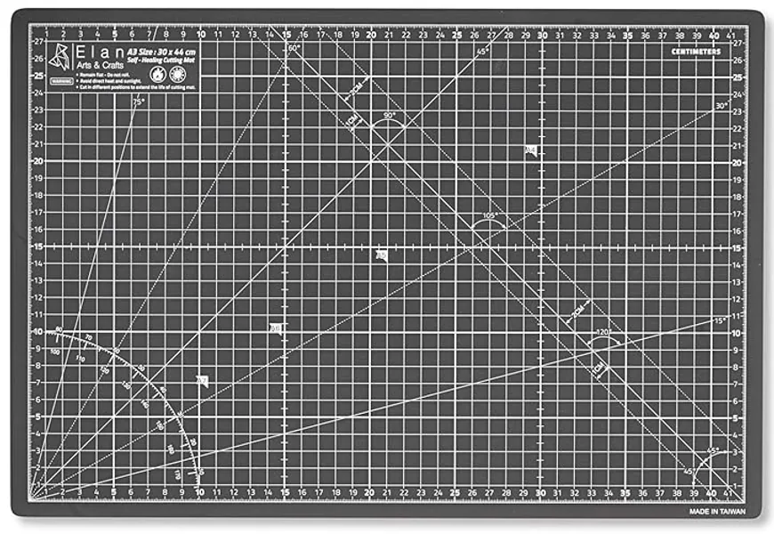 Elan Tappetino da Taglio A3 Nero, Tappetino Taglio 30x44 CM, Piano da Taglio A3, Tappetino Autorigenerante, Cutting Mat A3, Base da Taglio A3, Tappetino Taglio A3, Piano di Taglio per Cutter - A3