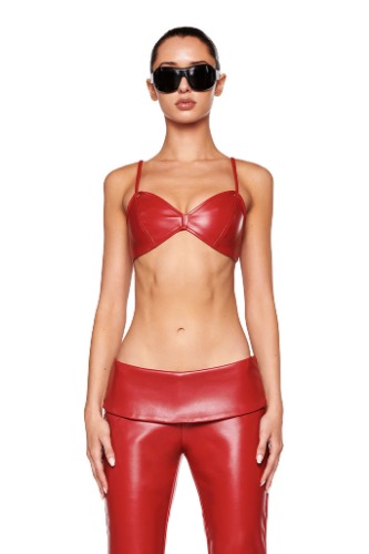 CARLINA PU TOP - RED : BURGUNDY