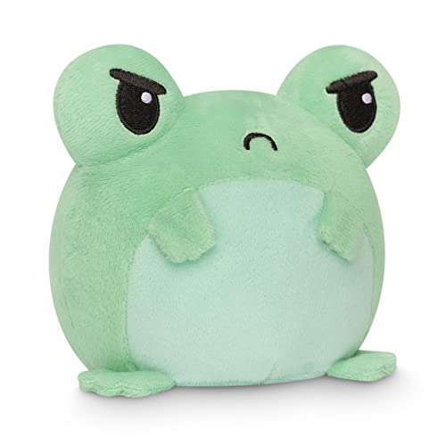 TeeTurtle | The Original Reversible Frog Plushie | Patented Design | Sensory Fidget Toy for Stress Relief | Happy Green + Angry Green | Show Your Mood Without Saying a Word! Small - Happy + Angry Green