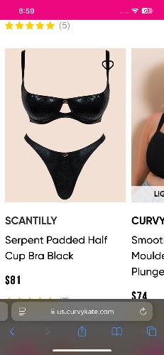 Scantilly Serpent Padded Half Cup Bra Black | 34H