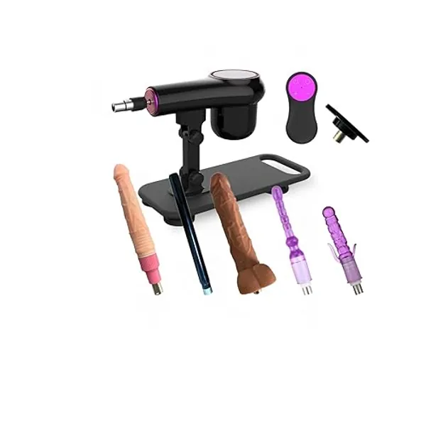Sex Machine, Automatic Thrusting Sex Toy with Realistic Dildo and Suction Cup Adapter, 3XLR Connector, Adjustable Remote Control Machine Adult Toy