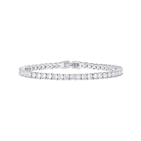 PAVOI 14K Gold Plated 3mm Cubic Zirconia Classic Tennis Bracelet | Gold Bracelets for Women | Size 6.5-7.5 Inch - 14K Gold Plated - 6.5 Inches - White Gold