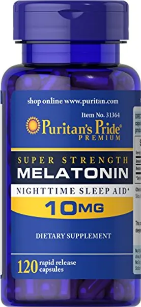 Puritan's Pride Rapid Release Melatonin 10Mg Capsule, Supports Sound Sleep, 120 Count, (Package May Vary)