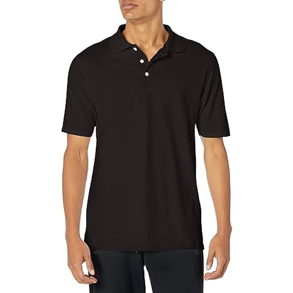 Hanes Men's FreshIQ Polo Shirt, Men’s X-Temp Polo Shirt, 40+ UPF Sun Protection Moisture-Wicking Polo Shirt - Black XX-Large