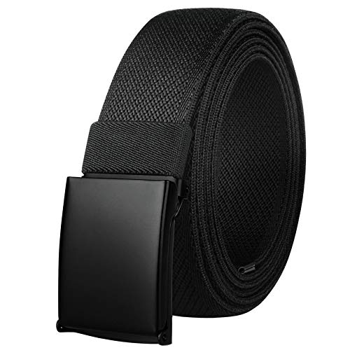 Drizzte Mens Belts Plus Size 39'' to 75'' Stretch Elastic Web Cloth Belt Black - 63'' (waist 52-55) - Black
