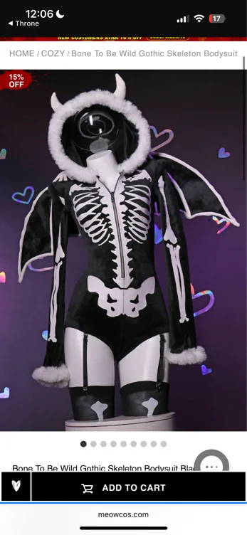Sexy Lingerie Skeleton Bodysuit Gothic Skull Style Romper and Wings with Thigh  Socks and Garters, xs 