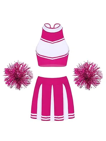 YiZYiF Women's Daddy Printed Cheer Leader Uniform Dress Cheerleading Role Play Outfit Set