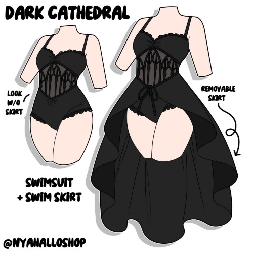 [PRE-SAMPLE PRE-ORDER] Dark Cathedral Swimsuit Black Version (5-6+ months wait) | Swimsuit WITH SKIRT / L