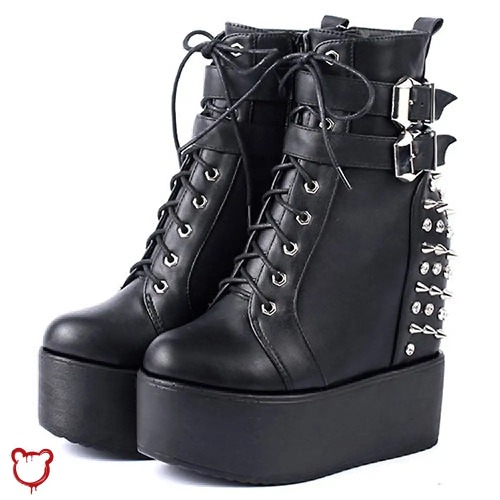Studded Goth Ankle Boots - black shoes / 8