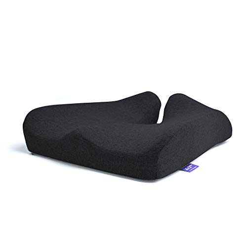 Cushion Lab Patented Pressure Relief Seat Cushion for Long Sitting Hours on Office & Home Chair - Extra-Dense Memory Foam for Soft Support. Car Pad for Hip, Tailbone, Coccyx, Sciatica - Black - Black
