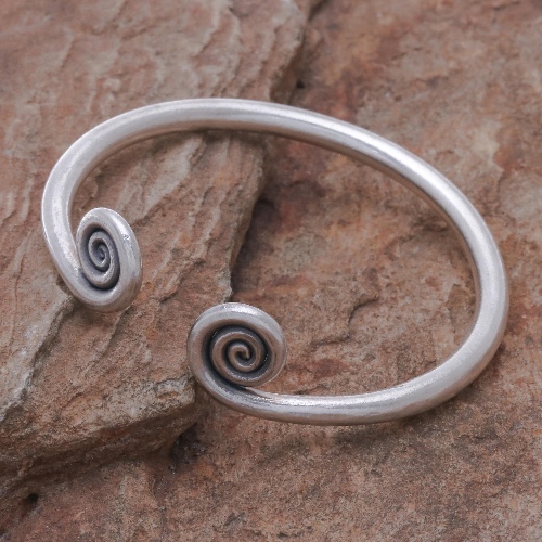 Fiddlehead Fern Hill Tribe 950 Silver Spiral Cuff Bracelet | Default Title