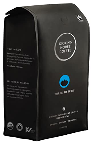 Kicking Horse Coffee, Three Sisters, Medium Roast, Whole Bean, 1 kg - Certified Organic, Fairtrade, Kosher Coffee - 1 kg - Three Sisters
