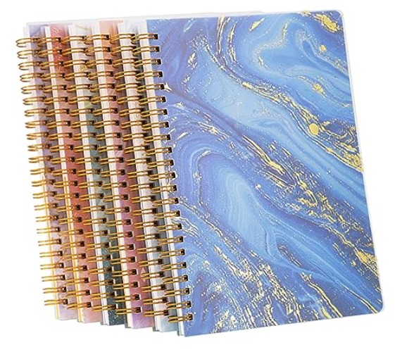 A5 Spiral notebook set 6 pack dotted page with cute pattern 100GSM Thick Paper, 80 sheets 160 pages Perfect for School, Office, Home, and Thoughtful Gifts - Dotted