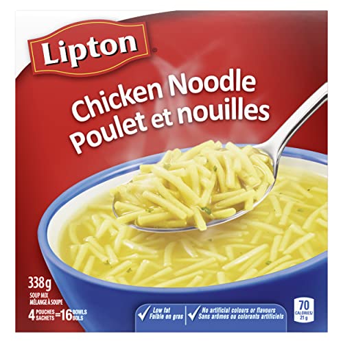 Lipton Dry Soup Mix For An Easy Delicious Classic Noodle Soup Chicken Noodle Low Fat And No Artificial Flavours 338 g 16 count - 338.00 g (Pack of 1)