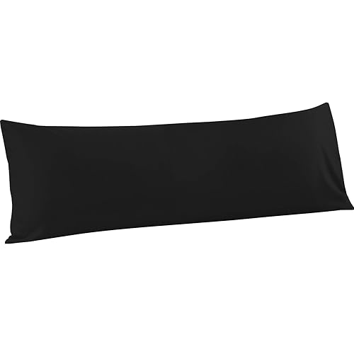 FLXXIE Body Pillow Cover - Super Soft Microfiber 20x54 Body Pillow Case - Envelope Closure, Wrinkle, Stain Resistant Black Body Pillow Cover, 20x54, Black - Black - Body (20" x 54")