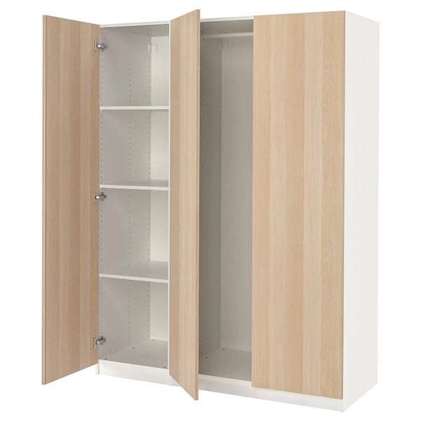 PAX / FORSAND Wardrobe combination - white/white stained oak effect 150x60x201 cm