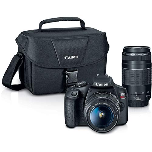 Canon EOS Rebel T7 DSLR Camera|2 Lens Kit with EF18-55mm + EF 75-300mm Lens, Black - Body w/18-55mm & 75-300mm Lenses