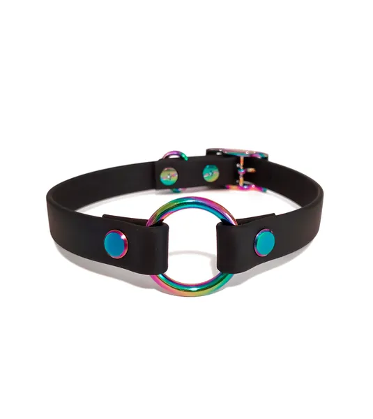 OLEANDER RAINBOW collar in black vegan leather
