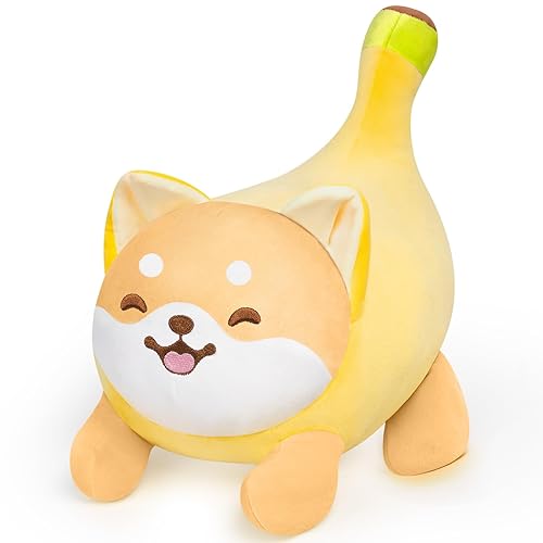 Caaaat Banana Dog Stuffed Animal,Cute Stuffed Dog Plush Pillow, Banana Shiba Inu Stuffed Toy, Cute Plushies Toy Hugging Pillow for Kids for Kids & Adults - Banana Dog