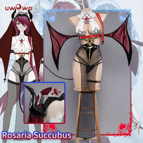 Uwowo Genshin Impact Fanart Rosaria Succubus Little Devil Halloween Cosplay Costume | L