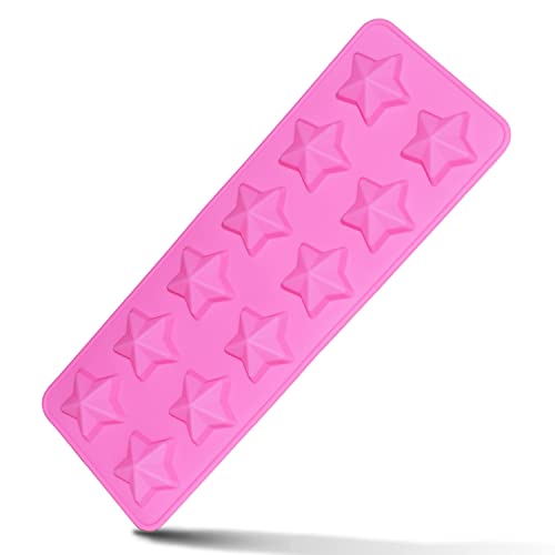 Murong Star Chocolate Mold,Reusable Five Pointed Star Silicone Mold for Making Chocolates,Ice Cubes,Jellies and Candies(Pink)