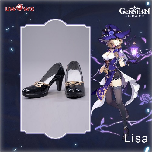 Uwowo Game Genshin Impact Cosplay Lisa Witch of Purple Rose The Librarian Cosplay Shoes | 39