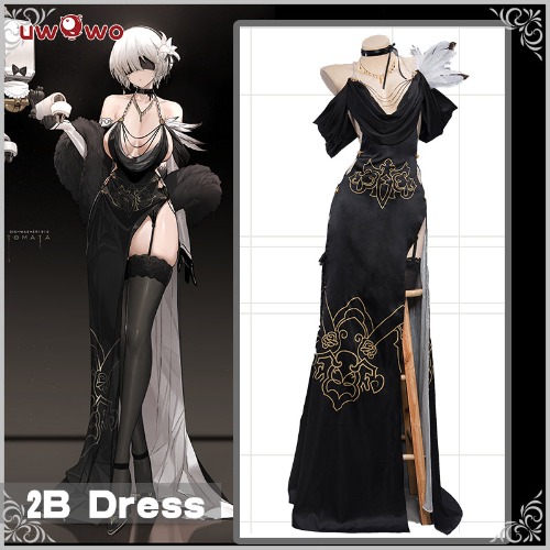 Uwowo×DISHWASHER1910 Nier: Automata Fanart 2B Gown Sexy Cosplay Costume | 【Pre-sale】M