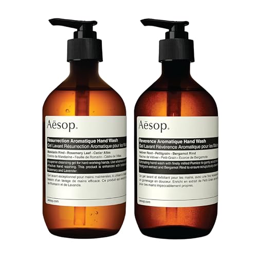 Aesop Reverence and Resurrection Aromatique Hand Wash Set | Gently Cleanses, Exfoliates, and Leaves Hands Smooth, Purified, and Refreshed | 16.9 Oz - Reverence & Resurrection - 16.9 Fl Oz (Pack of 2)