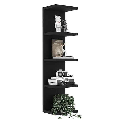 LitaEther 5 Tier Lack Floating Shelf, Black Wall Shelf Unit,Display Shelf - 1 - Black