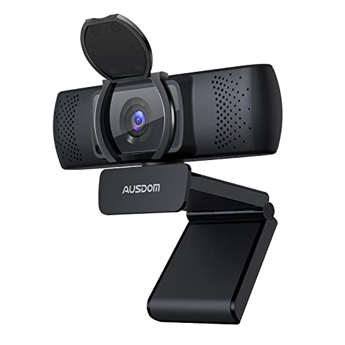 AUSDOM Autofocus Webcam FHD 1080P con Privacy Cover, AF640 Web Camera 30fps per Business, PC, DoppioMicrofono Integrato, Grandangolo 90°, Stream Web Cam per Videochiamate, Registrazione, Conferenze - ferroso-1080p