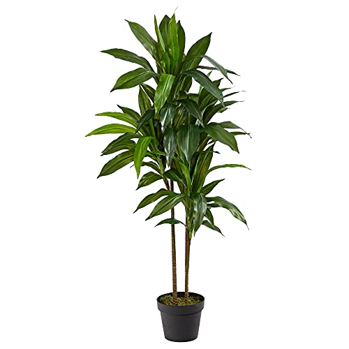 Nearly Natural Real Touch Leaves Artificial Dracaena Plant, 4ft, Green - Silk Plant