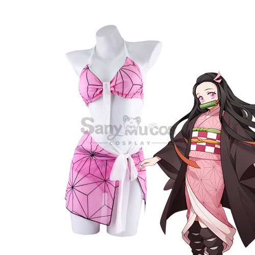 【In Stock】Anime Demon Slayer Cosplay Nezuko Kamado Bikini Cosplay Costume - L
