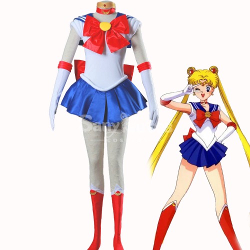 【In Stock】Anime Sailor Moon Cosplay Sailor Moon Usagi Tsukino Battle Suit Cosplay Costume - L