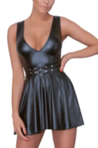 Wetlook Kleid mit Taillengürtel