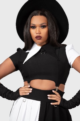 Hels Harlequin Top | XL / Black / 74% Viscose, 23% Polyamide, 3% Elastane