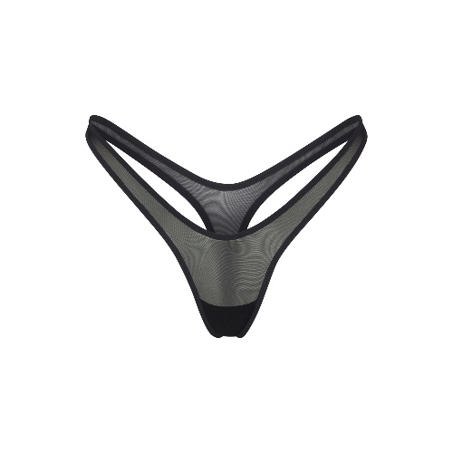 ULTRA FINE MESH MICRO DIPPED THONG | ONYX | XXS