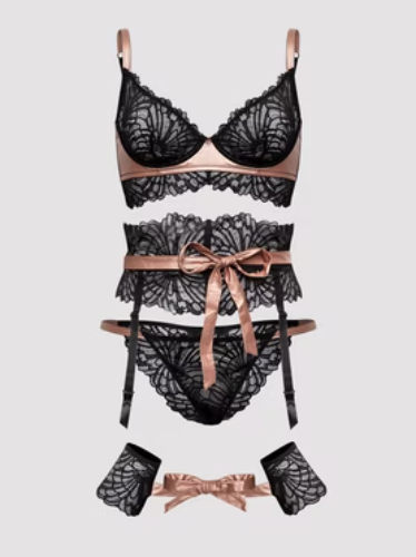 Lovehoney Pearl Faux Leather and Lace Bra Set